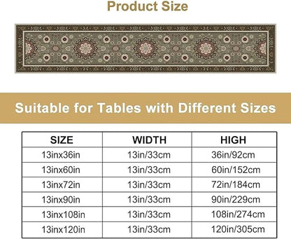 Vintage Paisley Floral Table Runner, Brown Boho Rustic Farmhouse Flower Pattern for Home Kitchen Table Decor Dining Coffee Room Party Decor 13x36in