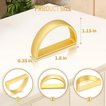 KPOSIYA Napkin Rings Set of 12, Metal Gold Napkin Rings Bulk for Table Settings, D-Shape Napkin Holders Rings for Dinner Table Decor, Easter, Fall,Thanksgiving, Christmas, Party,（12pcs）