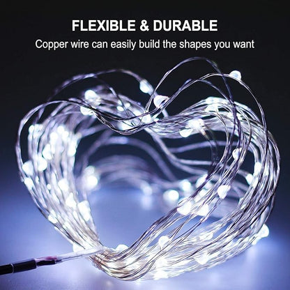 3 Pack Rechargeable String Fairy Lights 10ft 30 LED, Christmas Starry Lighting Silver Copper Wire 4 Modes, Waterproof Cool White Micro Firefly Moon Light with USB Cable