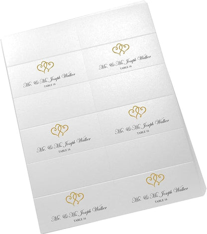 Linked Hearts Printable Place Cards, Gold (Choose Color), Set of 150 (25 Sheets), Laser & Inkjet Printers - Wedding, Party, Dinner, and Special Events - Made in the USA