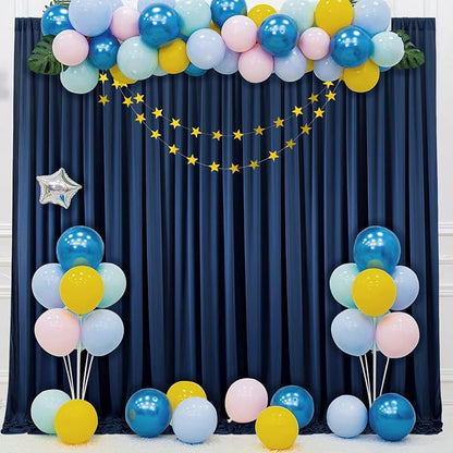 50 ft x 10 ft Wrinkle Free Navy Blue Backdrop Curtain for Parties,Polyester Photo Backdrop Drapes, Thick Background 10 Panels 5ft x 10ft for Baby Shower Wedding Birthday Party Backdrop Stand