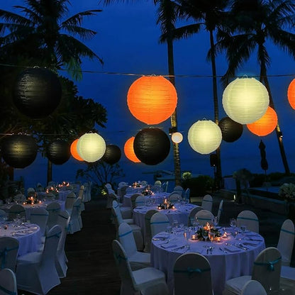 Orange Black White Paper Lanterns Decorative 12pcs Halloween Hanging Decorations for Graduation Thanksgiving Birthday Party Decorations