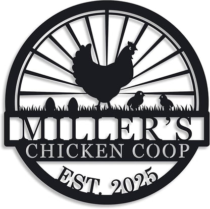 Hen House Coop Sign, Custom Chicken Coop Signs, Custom Chicken Farm Metal Sign, Family Name Metal Sign for Farm House, Our Little Coop Sign Metal Sign