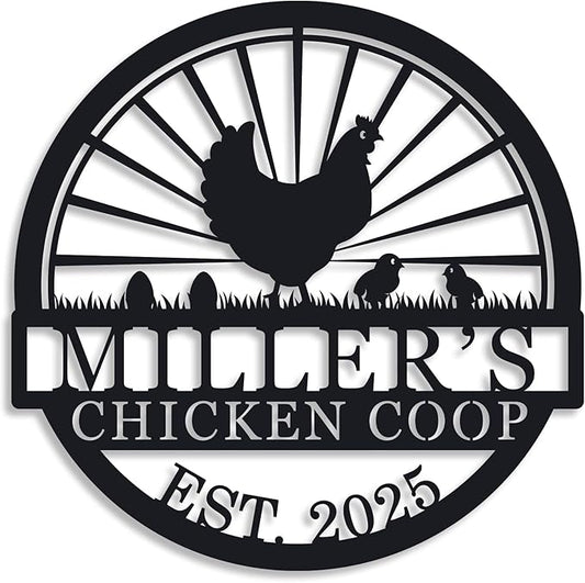 Hen House Coop Sign, Custom Chicken Coop Signs, Custom Chicken Farm Metal Sign, Family Name Metal Sign for Farm House, Our Little Coop Sign Metal Sign