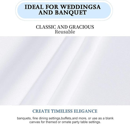 6 Pack White Table Cloth Rectangle Table 60 x 84 Inch Tablecloths for 6 Foot Rectangle Tables. Stain and Winkle Resistant Polyester Washable WhiteTable Cloths for Parties Wedding Dining