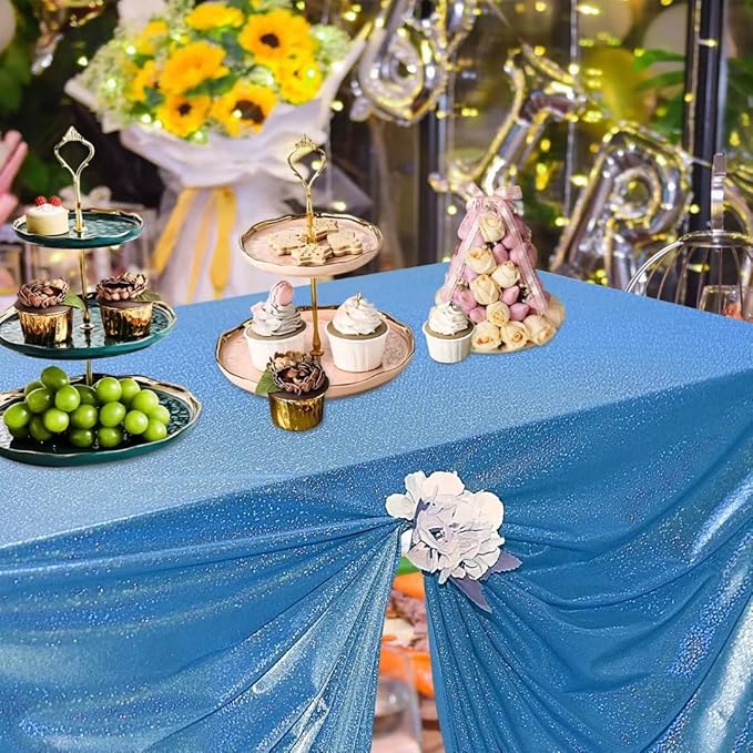 Fitable Sequin Tablecloth for Parties 60x60 Inch - Sparkle Glitter Table Cloth Laser Square Overlay for Wedding Baby Shower Ceremony Birthday Holiday Banquet Decor, Blue