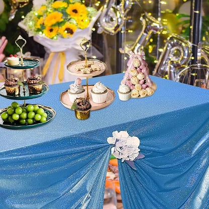 Fitable Sequin Tablecloth for Parties 60x60 Inch - Sparkle Glitter Table Cloth Laser Square Overlay for Wedding Baby Shower Ceremony Birthday Holiday Banquet Decor, Blue