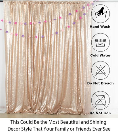 ShinyBeauty Sequence Backdrop Champagne 8FTx10FT Sequin Photo Backdrop Sequin-Backdrop-Curtain Elegant Backdrops 8x10-0827E