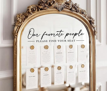 Our Favorite People Decal for Calligraphy Wedding Seating Chart Sign for Vinyl Sign Please Find Your Seat Mirror Vinyl Decal (Black, 20 inches Wide)