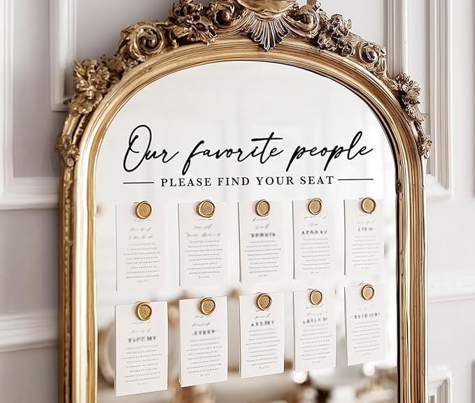 Our Favorite People Decal for Calligraphy Wedding Seating Chart Sign for Vinyl Sign Please Find Your Seat Mirror Vinyl Decal (Black, 17 inches Wide)
