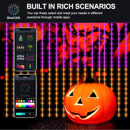 HXWEIYE 300LED Fairy Curtain Lights, 9.8x9.8Ft USB Plug-in 8 Modes Christmas String Hanging Lights with Remote for Bedroom Backdrop Wedding Party Indoor Wall Decor, RGB Custom Color Changing