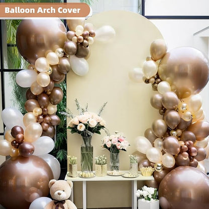 HEMMOTOP 7.2 ft Light Beige Arch Backdrop Cover (No Arch Stand), Ivory Spandex Arch Covers Stretchy Backdrop for Balloon, Wedding, Birthday Party, Baby Shower, Banquet Arch Decoratio