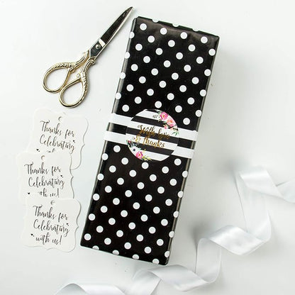 WRAPAHOLIC Reversible Wrapping Paper - Mini Roll - 17 Inch X 33 Feet - Black and Polka Dot Design for Birthday, Holiday, Wedding, Baby Shower