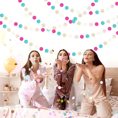 Teal Rose-Gold Champagne Party-Decorations Streamers - 52Ft Popular Girls Birthday Hanging Paper Garland Banner,Baby Bridal Shower Music Wedding Bachelorette Engagement Disco Supplies Decor Hugtmr