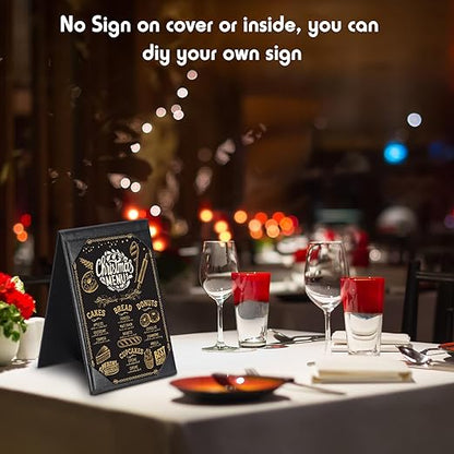 Gerrii Leatherette Table Tents Black PU Leather Menu Covers Bulk Double Sided Frame Sign Holders 2 Side Drink Dessert Menu Folders for Restaurant Coffee Cafe Bar Wedding Supplies(12 Pack,4 x 6 Inch)