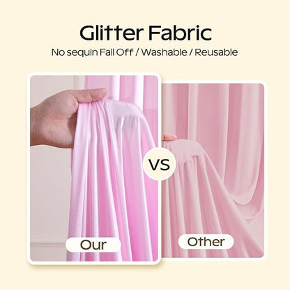 Pink Glitter Backdrop Curtain for Parties Wedding,10Ft x 10Ft Satin Shimmer Photo Backdrop,Non-Wrinkle Sparkle Drapes for Backdrop,Back Drop for Photography, Birthdays,Weddings,Prom