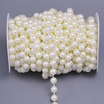 11 Yards/33Feet Pearl Garland Craft String Pearls, Faux Pearl for Wedding Party Decoration, Christmas Tree Decorations and DIY Crafts (Ivory, 10 mm 33 Feet)