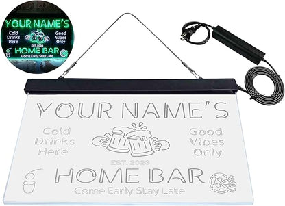 ADVPRO Personalized Your Name Custom Home Bar Beer Established Year Dual Color LED Neon Sign White & Green 16 x 12 Inches st6s43-p1-tm-wg