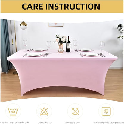 10-Pack 6ft Spandex Table Covers for Rectangle Standard Folding Tables - Wrinkle Resistant Stretch Tablecloths - Ultimate Fitted Table Protector for Parties, Banquet, Wedding