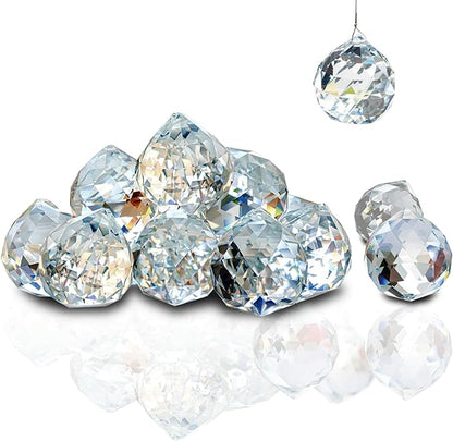 10pcs Crystal Ball Prism Sun Catcher Rainbow Maker Pendants 40mm Decorative Ball Paperweight for Table Decor, Wedding Party Centerpieces