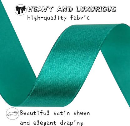 Teal Solid Satin Ribbon 1 Inch 50 Yards Solid Polyester Fabric Ribbon for Gift Wrapping Wedding Christmas Baby Shower Birthday Party Decoration Handmade Immortal Flower Craft
