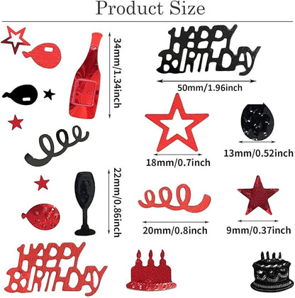 Red Black Happy Birthday Confetti, Birthday Decorations Confetti Metallic Foil Table Scatter Decorations for Birthday Party, Baby Shower Decor for Gilrs Women, DIY Arts and Crafting
