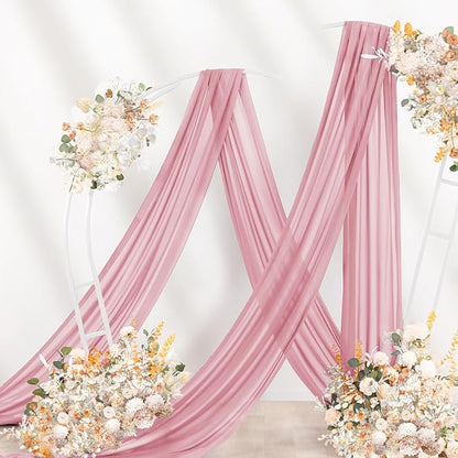 Dusty Rose Wedding Arch Draping Fabric 29" x 20 FT Wedding Drapes for Backdrop Sheer Curtains Drapes for Romantic Bridal Baby Shower Decorations Ceremony Birthday Party Fall Outdoor Events