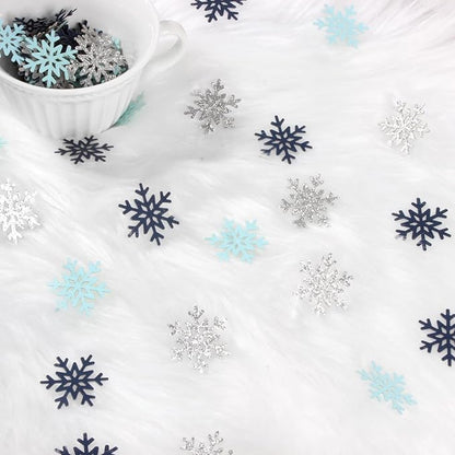 200PC Blue Silver Snowflakes Confetti Winter Wonderland Baby Shower Decorations Boy First Birthday Table Scatter Christmas Party Decor
