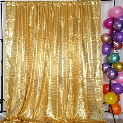 Poise3EHome 6Ft x 8Ft Gold Sequin Backdrop, Glitter Thick Satin Background Drapes, Sparkly Opaque Photography Curtain, Sequence Xmas Thanksgiving Backdrop for Wedding Party Holiday Festival Decor