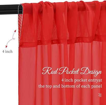 6 Panels Red Wedding Ceiling Drapes 5ftx20ft Ceiling Drapes Chiffon Fabric Arch Draping Sheer Curtains Soft Drapery Draping Wedding Ceiling Decorations for Party Ceremony Stage Swag