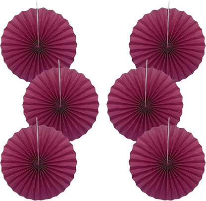 BARTHEW Red Party Decorations,Paper Decorations for Party,Girls Party Decorations Party Paper Fans Bulk 16in,Anniversary Decorations for Party 30 Color DIY Set （Wine Red）