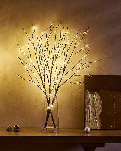 Birchlitland Lighted Branches for Vase 32in Tall 150 LED Plug in, Brown Artificial Willow Lights with Timer Home Christmas Party Mantle Decor