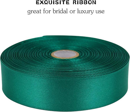 Teal Solid Satin Ribbon 1 Inch 50 Yards Solid Polyester Fabric Ribbon for Gift Wrapping Wedding Christmas Baby Shower Birthday Party Decoration Handmade Immortal Flower Craft