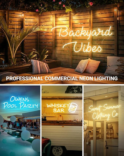 Large Outdoor Waterproof Custom Neon Sign, Personalized Outdoor Led Sign with Remote for outside, Professional Waterproof IP65 Neon Light for Pool Patio Backyard Restaurant Shop Beauty Salon