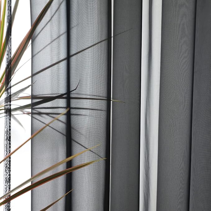 Window Black Sheer Curtains 60 Inches Width 45 Inches Long 2 Panels Sheer Curtain Clear Curtains Basic Rod Pocket Panel for Home Living Room Bedroom Kids Room Yard Patio Parlor Sliding