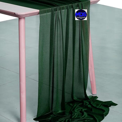MDS Halloween Chiffon Table Runner - 20 Pack, 29 x 170 Inches, 14ft Each - Sheer Spooky Table Runners for Haunted House Parties, Trick-or-Treat Tables, Witchy Décor, Wedding & Events - Hunter Green