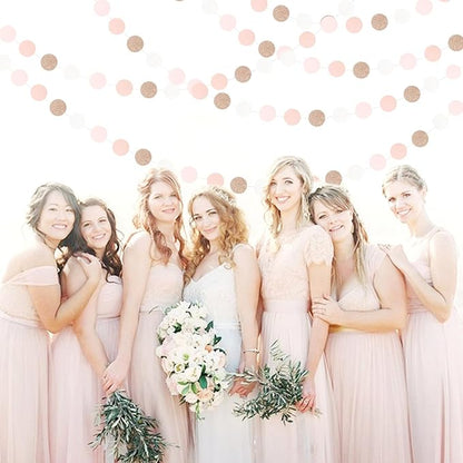 Rose-Gold Pink-White Birthday Party-Decorations Streamers - 52Ft Baby Bridal Shower Hanging Paper Garland Banner,Bachelorette Wedding Engagement Christmas Supplies Backdrop Graduation Decor Hugtmr