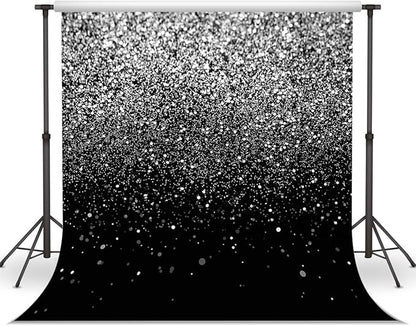 WOLADA Black and Silver Backdrop Silver Glitter Backdrop for Photography Wedding Birthday Baby Shower Party Photo Studio 8x8FT FW18