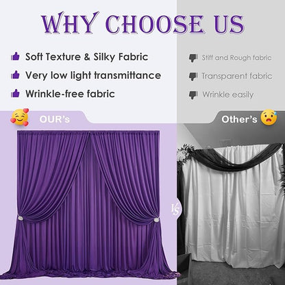 20ftx10ft Purple Backdrop Curtains for Party Background, Wrinkle Free Purple Photo Curtains Backdrop Drapes 4 Panels Back Drop Cloth for Wedding Birthday Photography Baby Shower Decor
