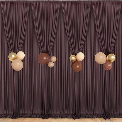 40 ft x 10 ft Wrinkle Free Brown Backdrop Curtain for Parties, Wedding Brown Photo Backdrop Drapes, Fabric 8 Panels 5ft x 10ft for Baby Shower Photoshoot Engagement Birthday Photography Background