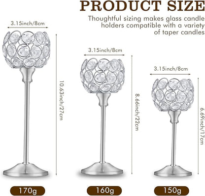 Crystal Candle Holders Set of 16 for Wedding Centerpieces Gold Or Silver Candle Holders Bulk Decorative Tealight Candle Holder for Wedding, Party,Table Centerpieces Decoration (Silver, 2 Sets(6 Pcs))