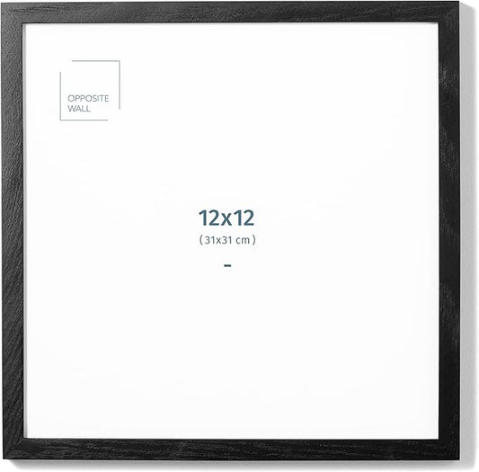 Opposite Wall - 12x12 in - Black Solid Oak Wood Picture Frame - Lightweight, Versatile & Shatterproof - Wall Hanging Poster or Photo Frame - Wall Decor for Office, Gallery & Home