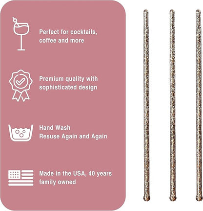 Coffee and Cocktail Stirrers, Reusable Plastic Drink Stirrer Sticks, 100 Ball Head Swizzle Sticks, Use as a Cocktail Garnish or Cake Pop Stick, and Restaurant Supplies, 6 inch (Glitter Gold)