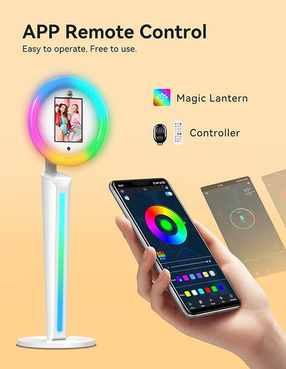 Portable Photo Booth Stand Compatible with 10.2"-12.9" iPad, Large Light Box Music Sync Metal Selfie Photobooth Machine Cyratok Software Control for Events,Rentals & Business Use(Flight Case)