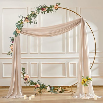 30" x 20Ft Wedding Arch Draping Fabric, 2 Panels Dark Champagne Sheer Curtain Drapes Extra Wide & Long Backdrop Curtains for Wedding Arch Ceremony Birthday Party Decorations
