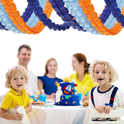 Light-Navy Blue Orange Party-Decorations - 12pcs Streamers-Garland Birthday Baby Shower 4-Leaf Clover Paper Banners,Bridal Wedding Backdrop Decor Ouruola