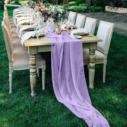 10 Pack 10ft Light Purple Chiffon Table Runners Wedding Table Runner Sheer Romantic Tulle Table Runner for Christmas Wedding Bridal Tea Party Baby Shower Birthday Party Table Decorations(120 x 12 in)
