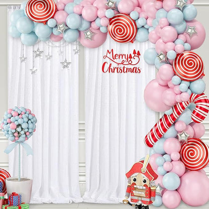White Sequin Backdrop Curtain 4 Pack 2ft x 8ft Backdrop Birthday Party Backdrop Wedding Ceremony Background