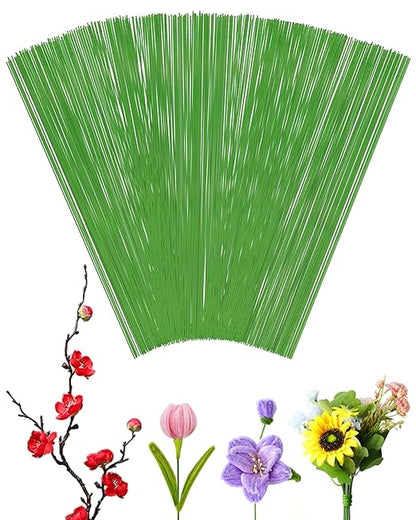 100 PCS FIVEIZERO 26 Gauge LightGreen Floral Wire Stems for Artificial Flower Making,Florist Wires,Flower Wire for Crafts,Alambre para Flores for Wreaths, Flower Arrangements and DIY Projects