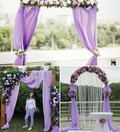 4 Panels Wedding Arch Draping Fabric 28" x 20 Ft Wedding Arch Drapes Chiffon Fabric Drape Sheer Backdrop Curtain for Weddings Party Ceremony Birthday Arbor Drapery Reception Ceiling Decor(Lavender)